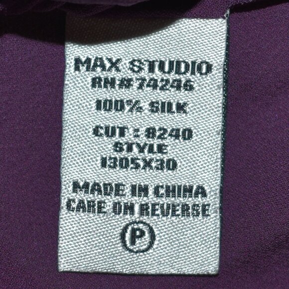 00s Y2K Max Studio Purple 100% Silk w Floral Lace Trim Cami Slip Top Sz Medium - Picture 6 of 7